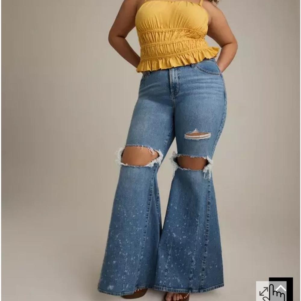 Torrid Light Blue Distressed Wide Leg Jeans